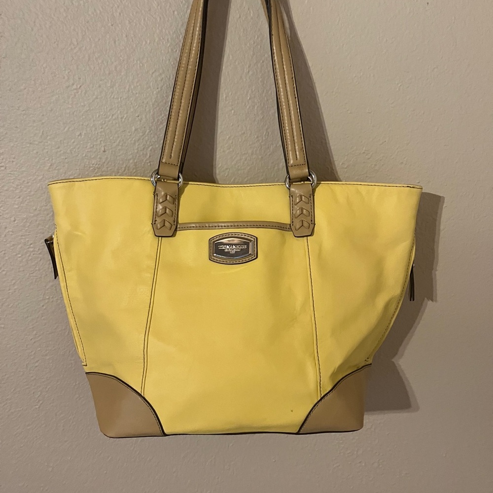 Tignanello Leather Yellow And Tan Shoulder Bag Never Used